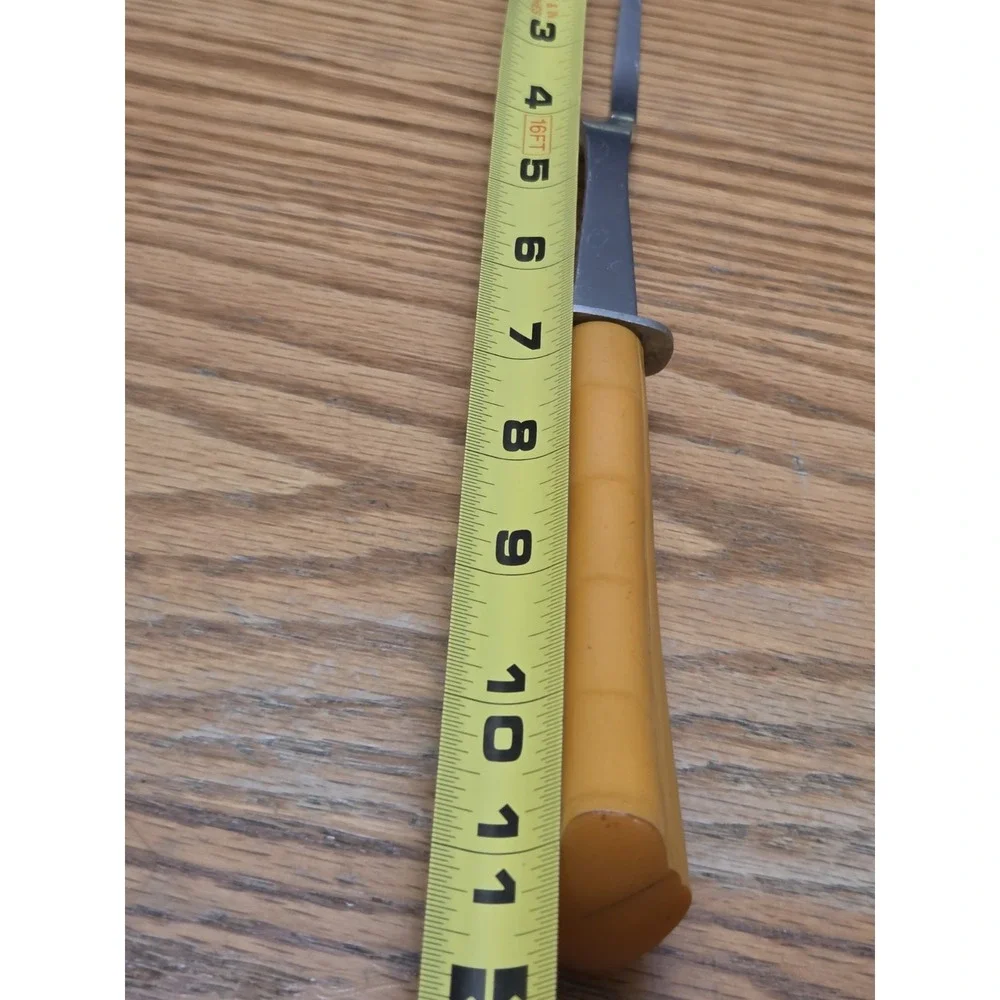 Vintage Geneva Stainless Meat Carving Fork Butterscotch Bakelite Curved Handle